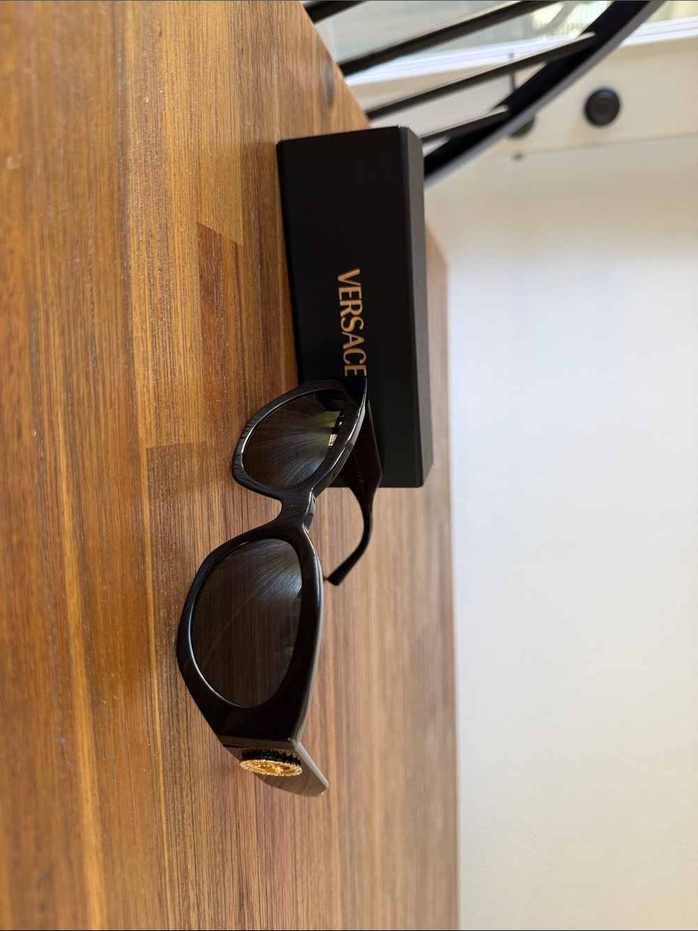 Versace Black Sunglasses with Gold Medallion Detail
